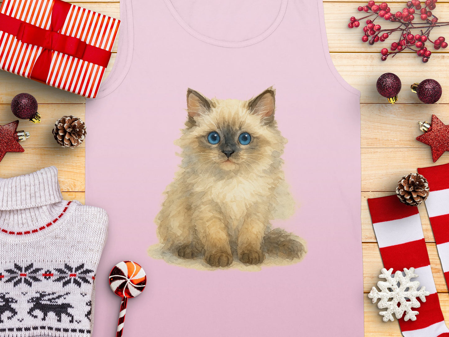 Cute Fluffy Kitten Graphic Tank Top Festive Product