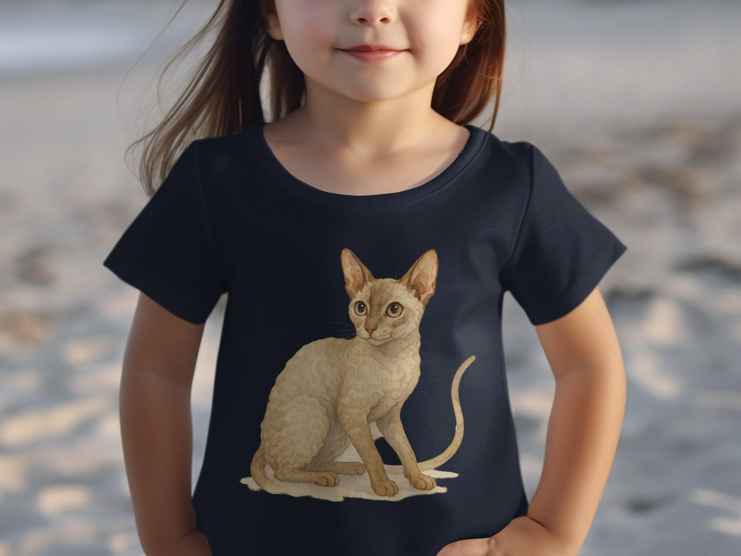 Adorable Kitten Graphic Print on Navy T-Shirt product