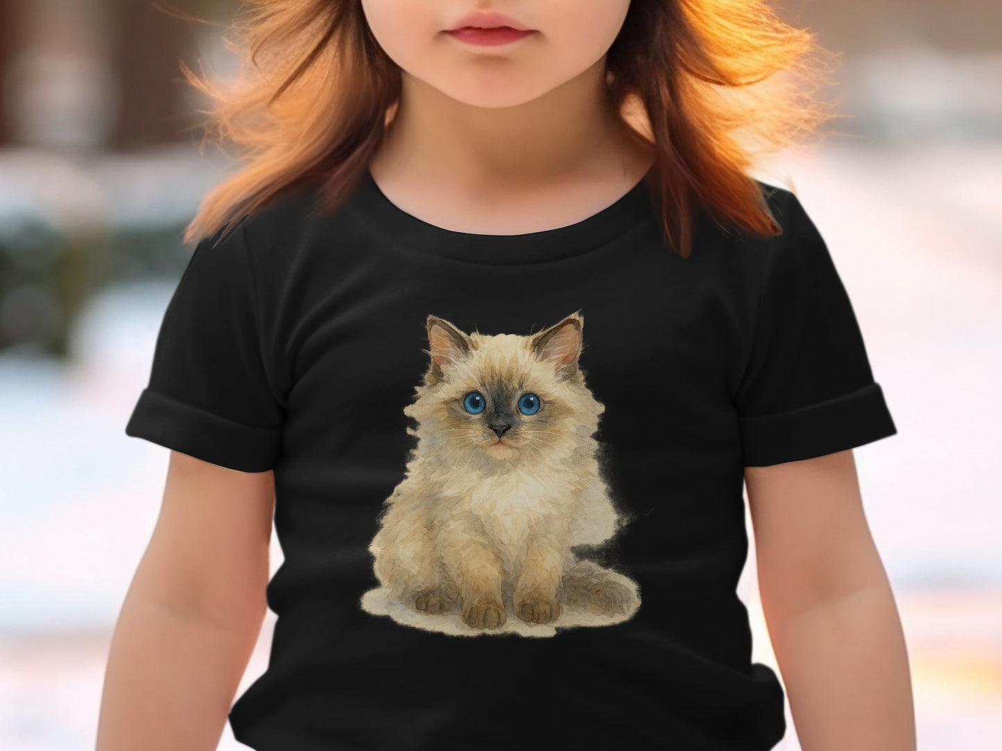 Cute Furry Kitten Design on Kids Apparel Product