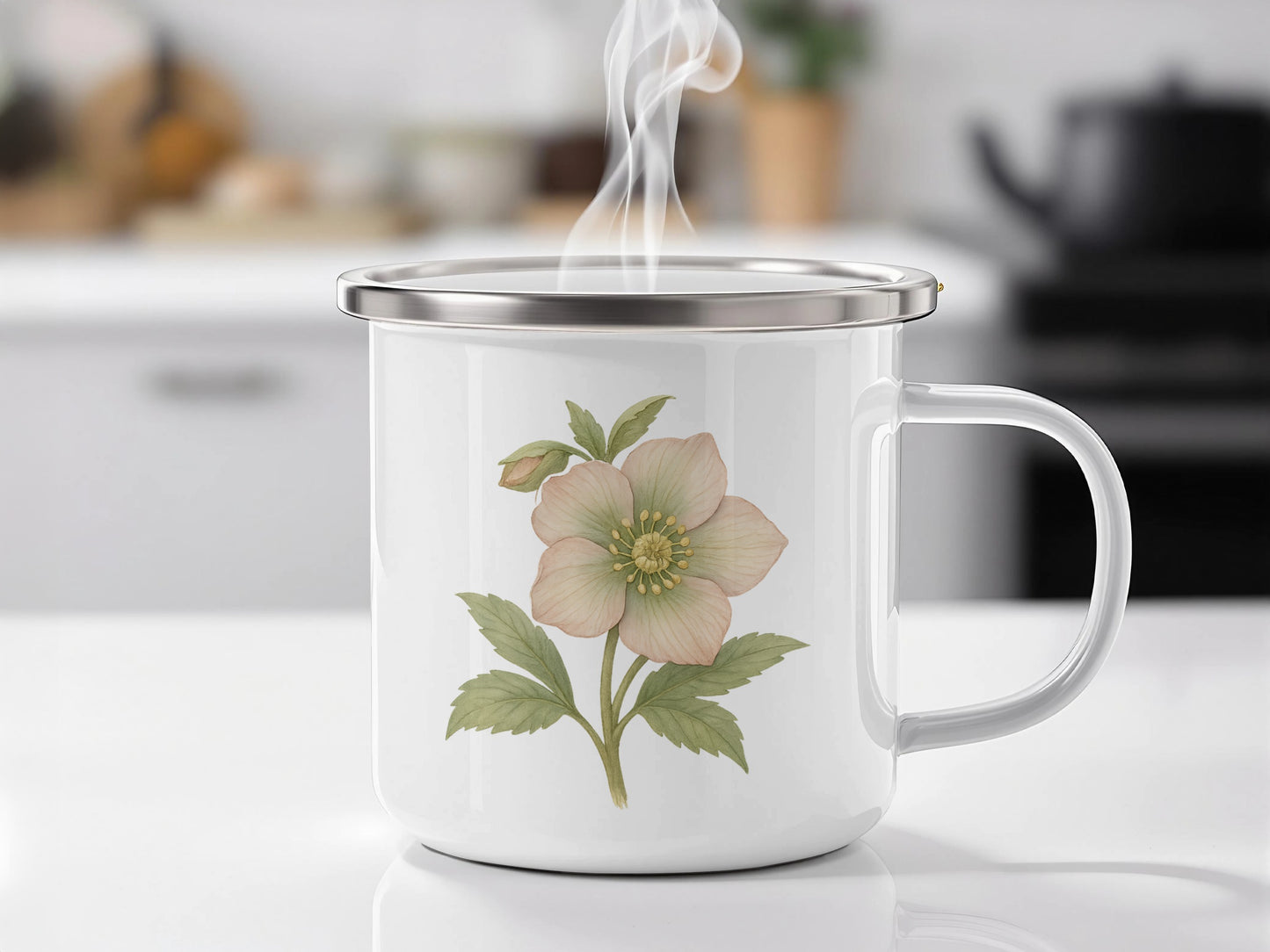Beautiful White Mug with Floral Design product type