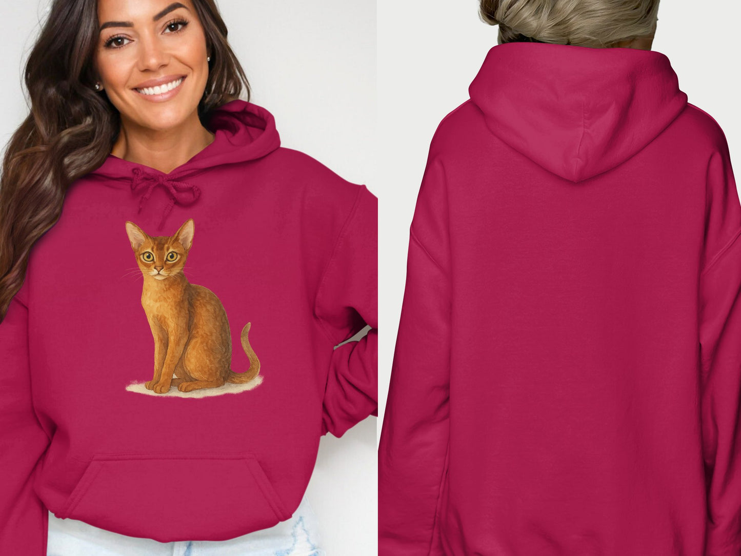 Cute Cat Print Pink Pullover Hoodie for Pet Lovers product type