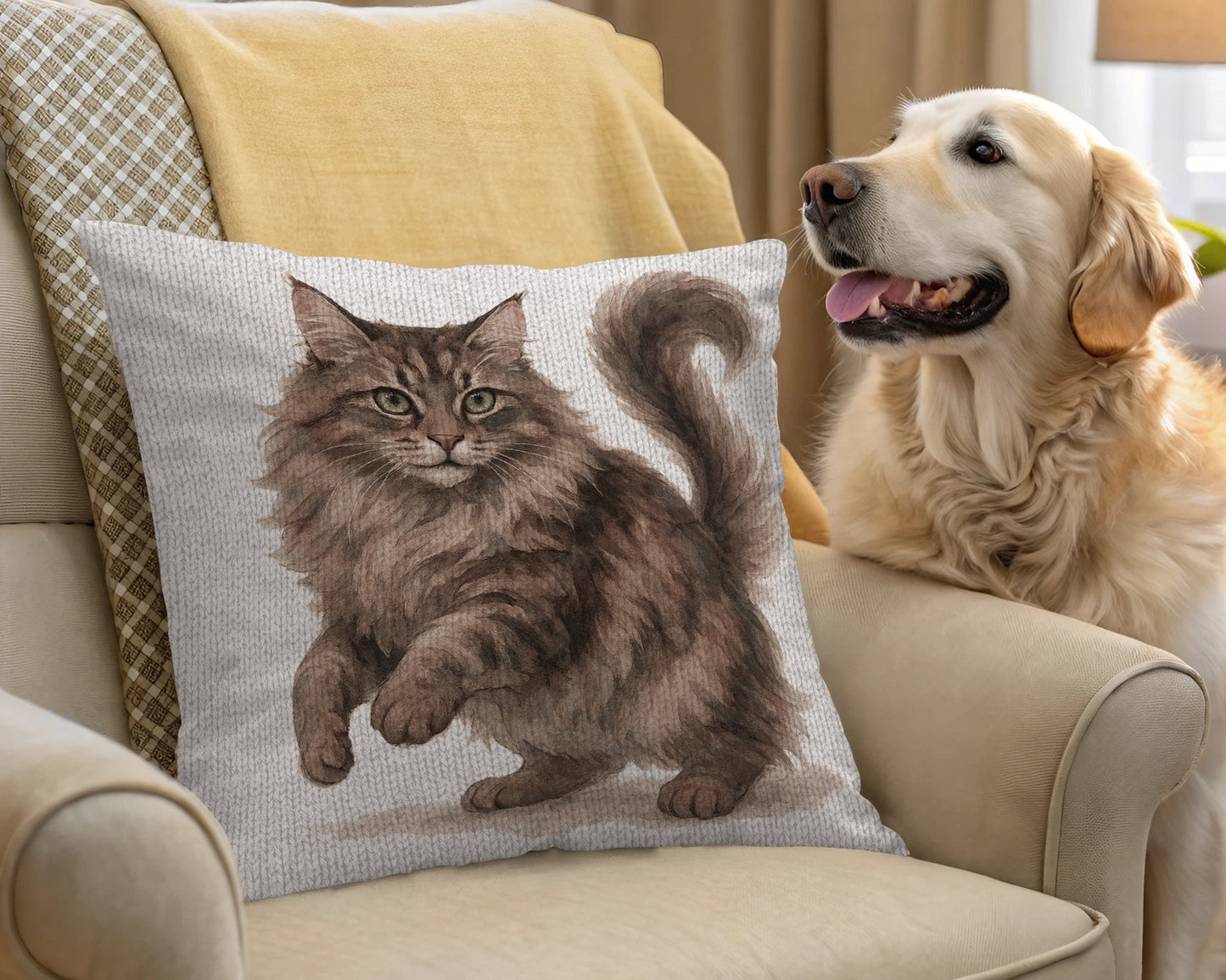 Adorable Cat Design Throw Pillow Home Décor Product