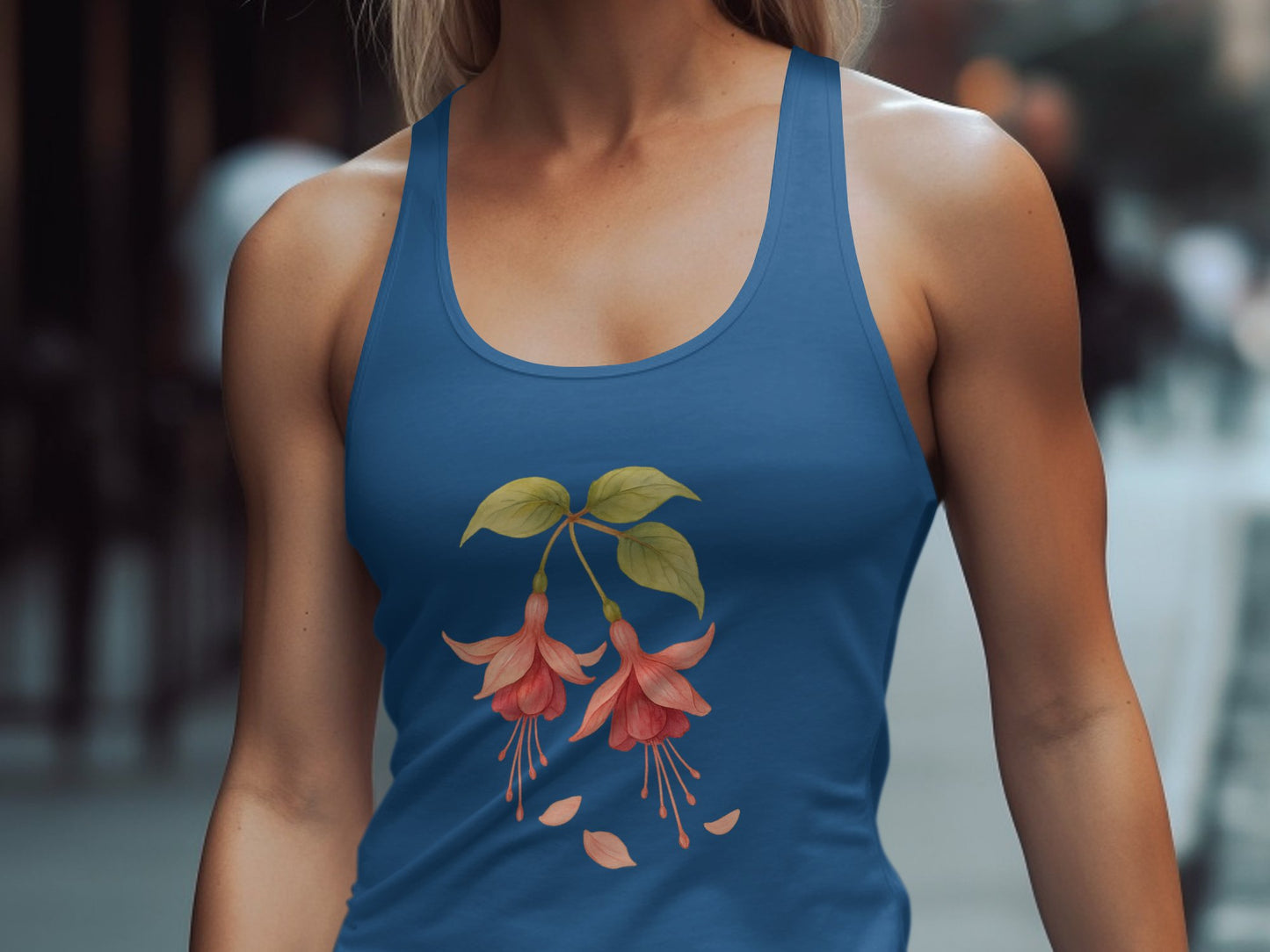 Floral Design Racerback Tank Top Casual Wear Product