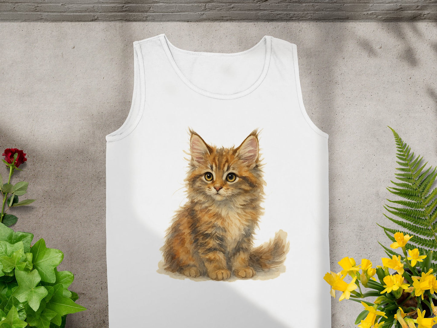 Adorable Kitten Design on White Tank Top product type