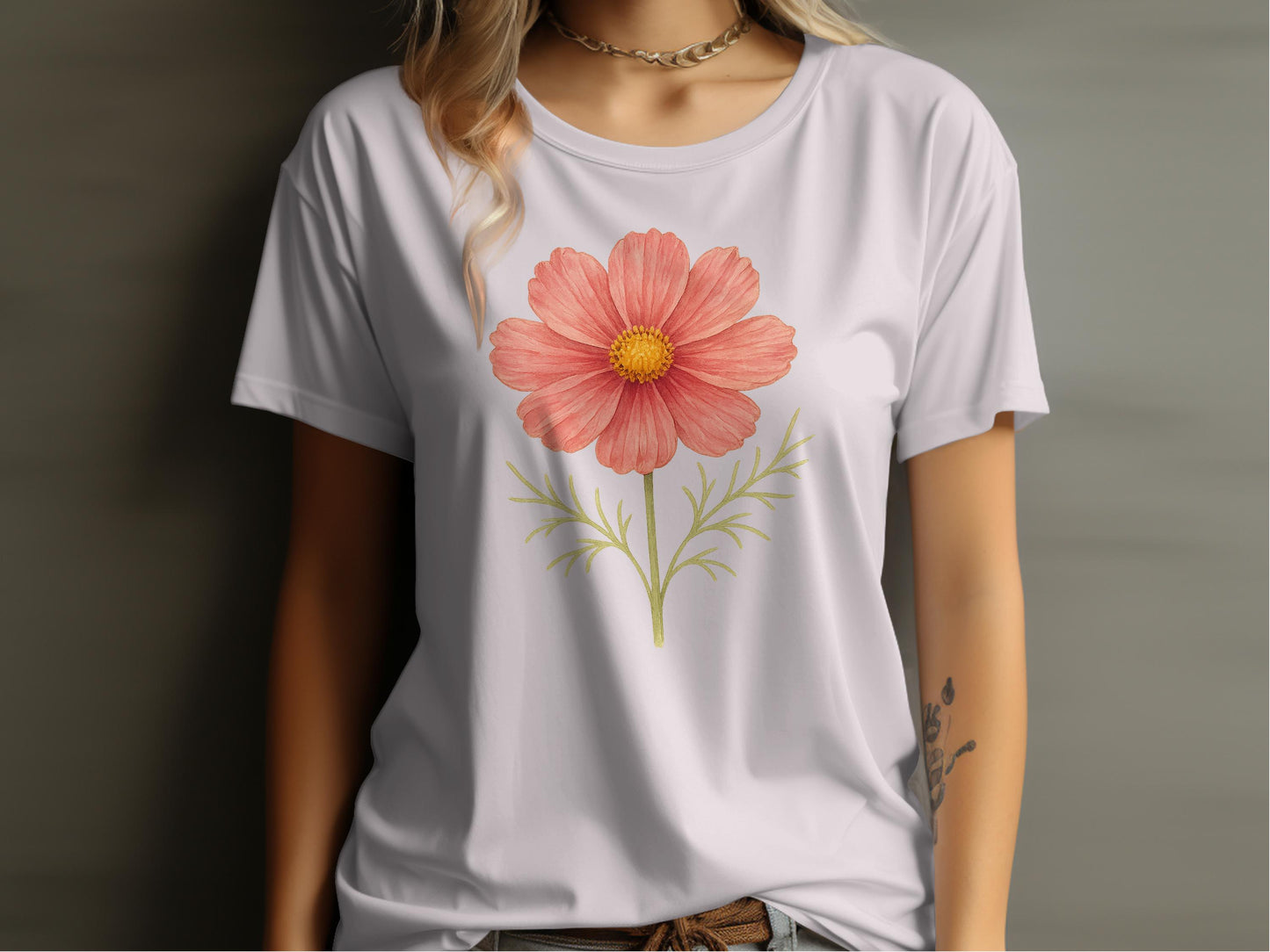 Pink Floral Print Casual Short Sleeve T-shirt product