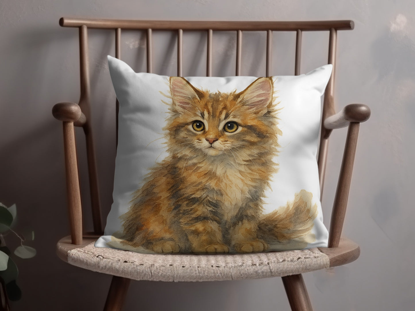 Adorable Fluffy Kitten Printed Decorative Pillow product type