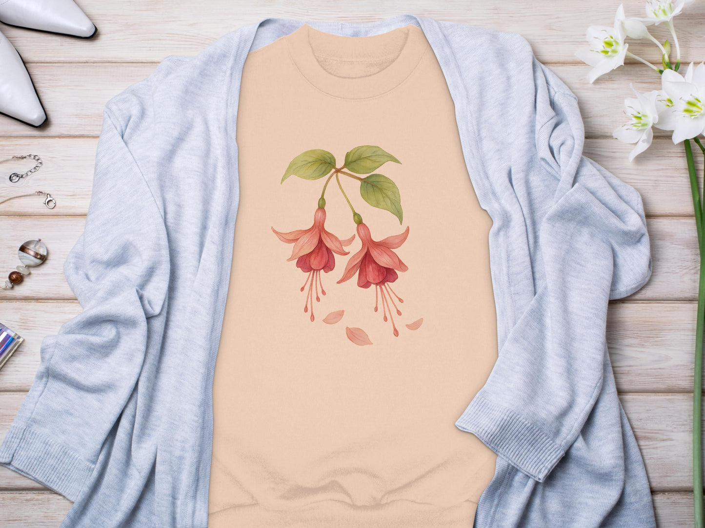 Elegant Floral Design Sweatshirt Perfect Casual Product Type