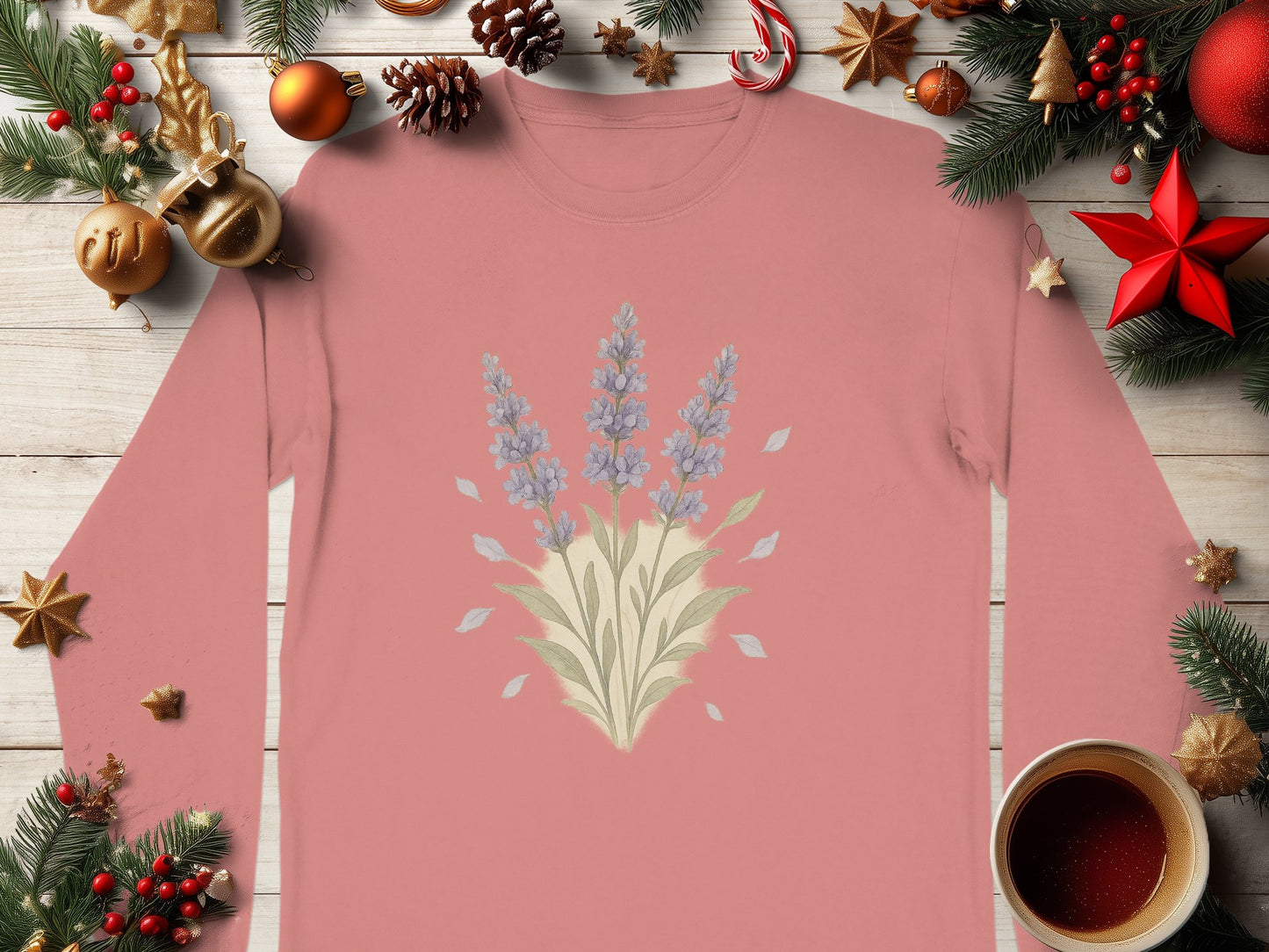 Festive Floral Design Long Sleeve Shirt product