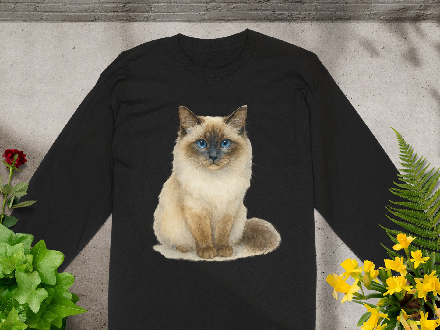 Adorable Ragdoll Cat Print Long Sleeve Shirt Product