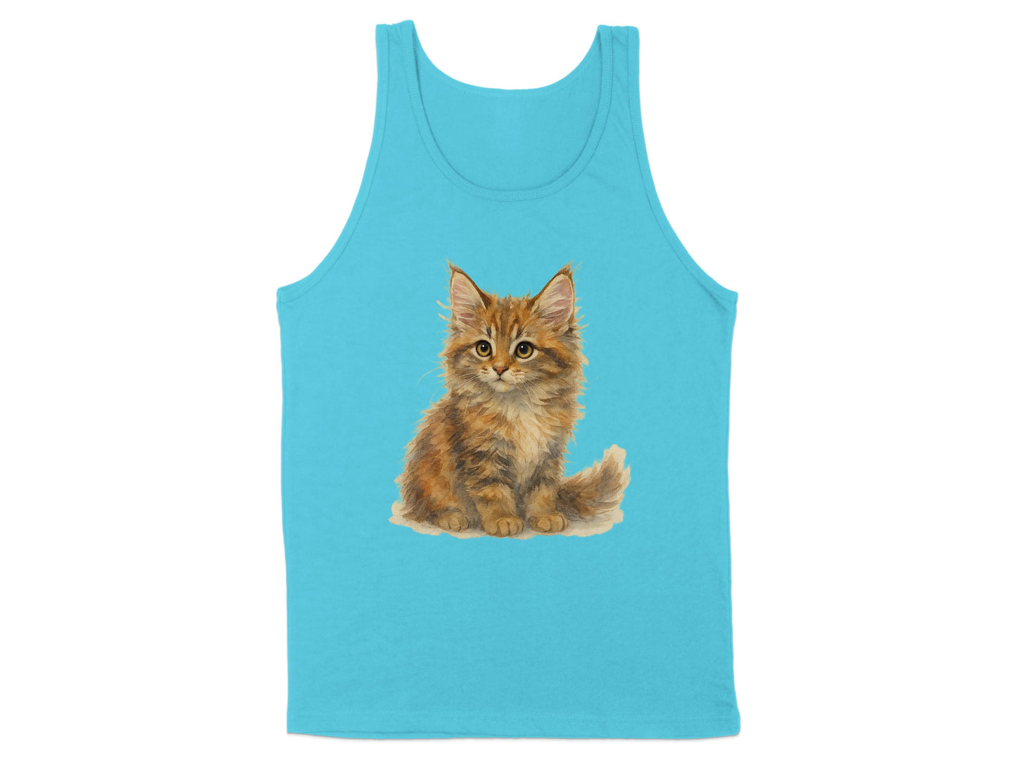 Cute Kitten Design on Blue Sleeveless Shirt product type