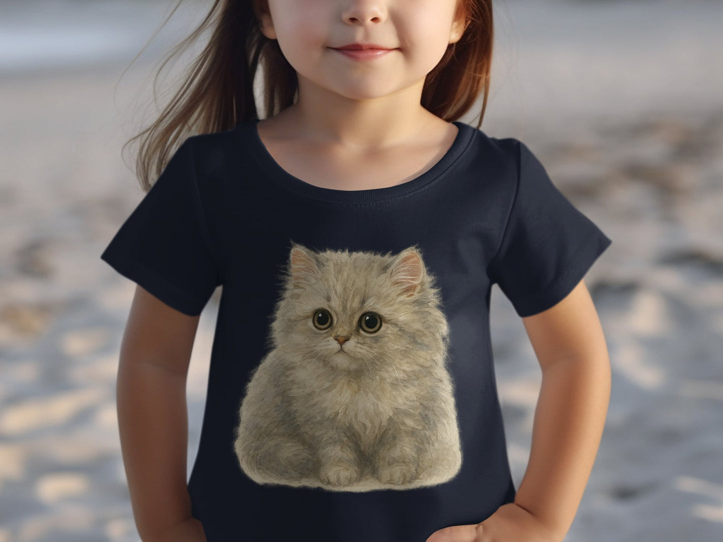 Cute Fluffy Kitten Graphic Tee for Kids product