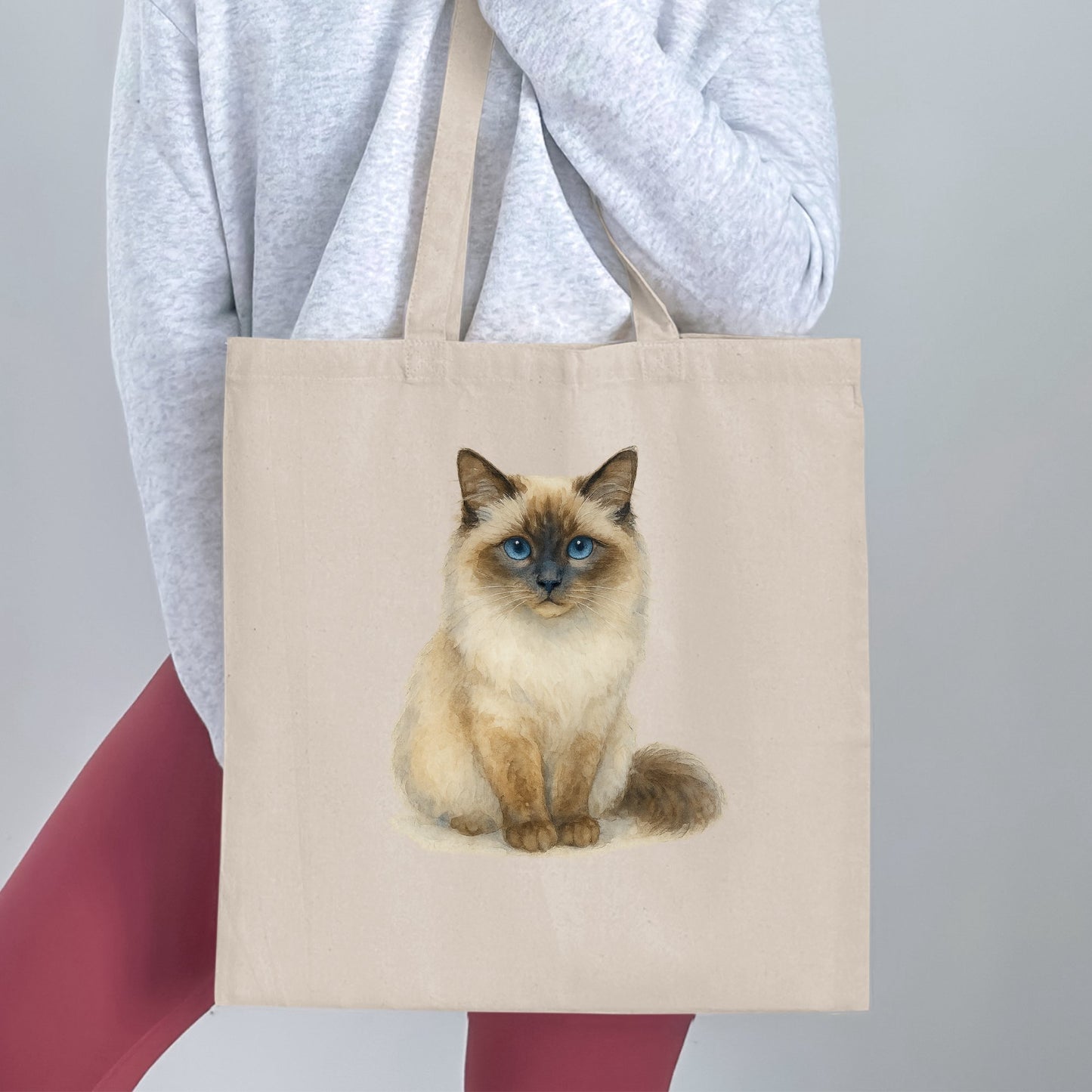 Beautiful Cat Print Beige Background Tote Bag product