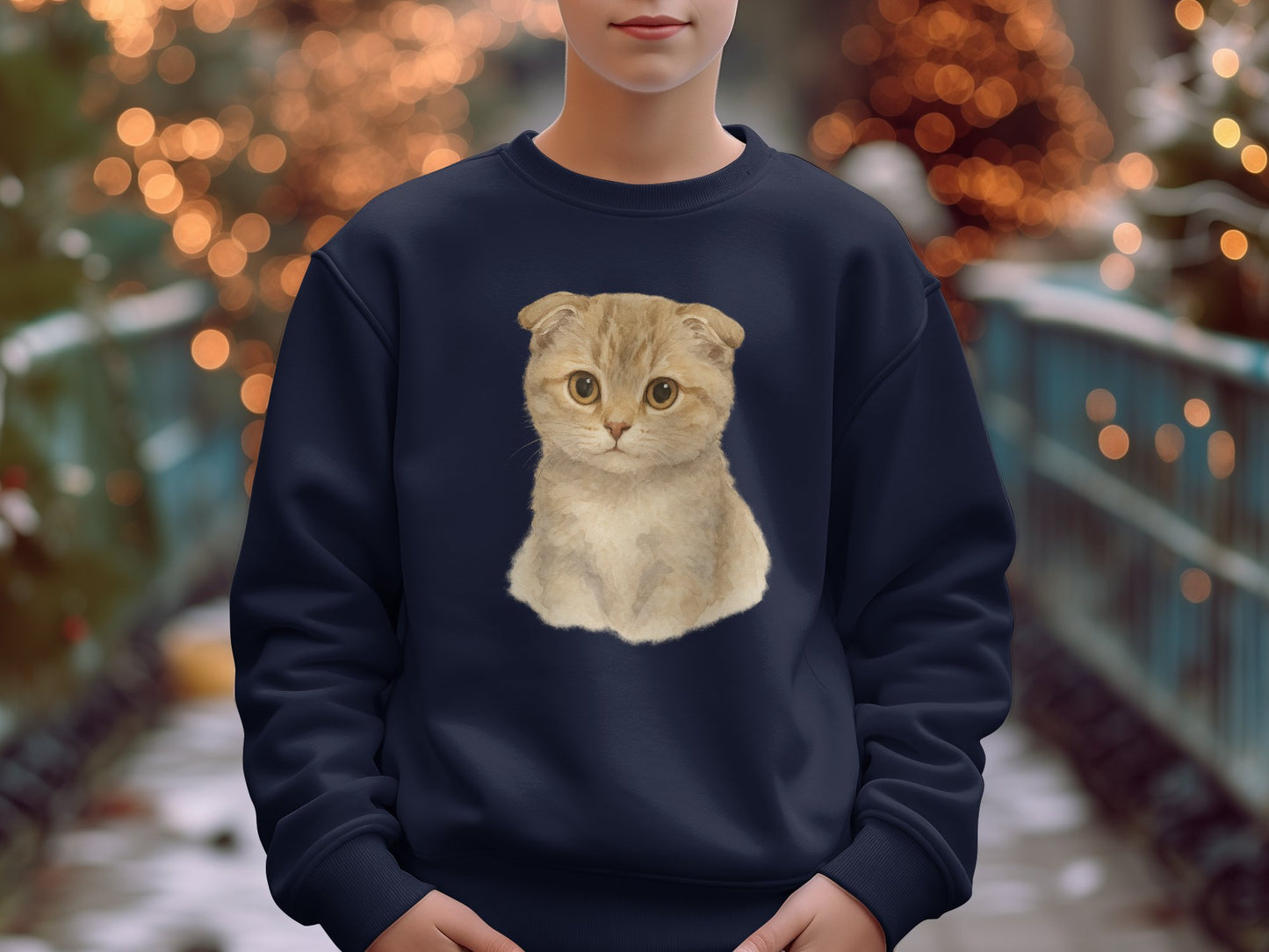 Cute Cat Print Navy Blue Sweatshirt product type