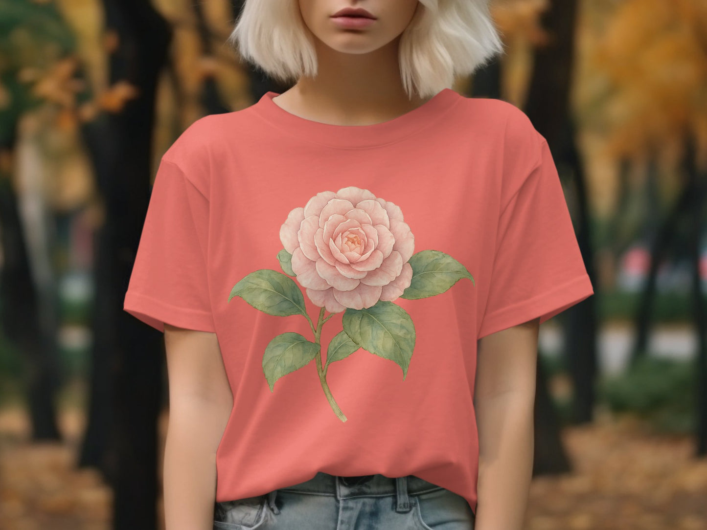 Pink Blossom Art Display on Casual T-shirt product