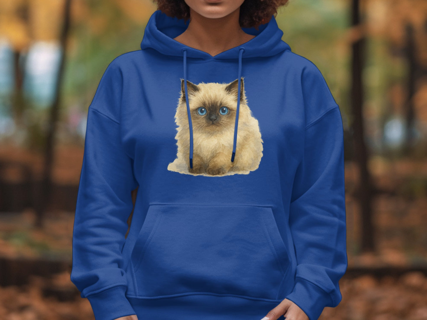 Adorable Kitten Design on Blue Hoodie Product