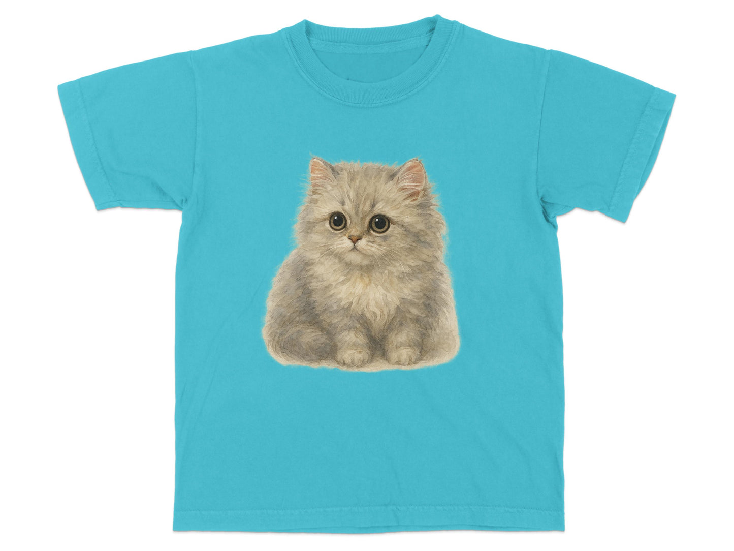 Adorable Fluffy Kitten Aqua Blue T-Shirt product