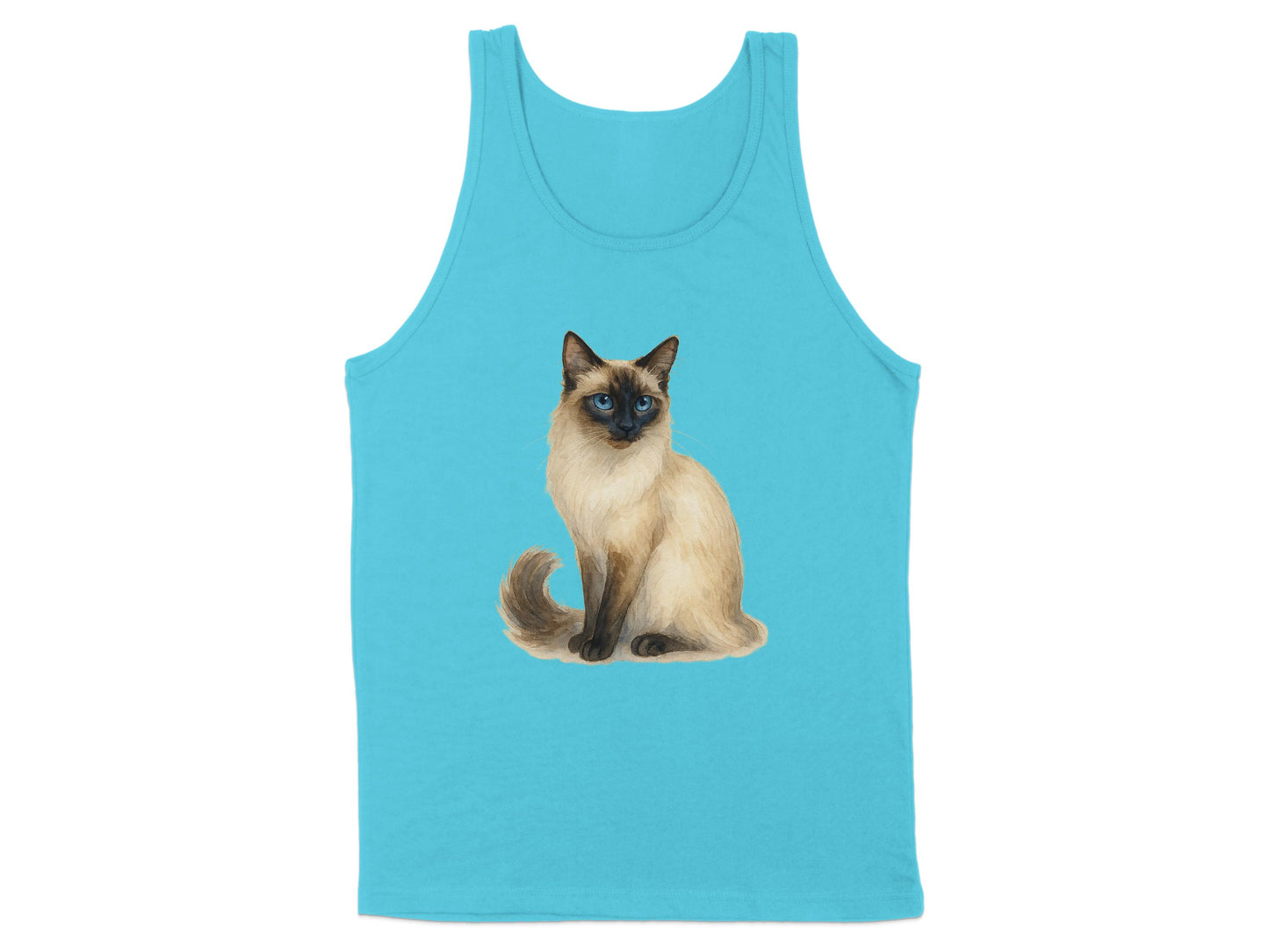 Cute Blue Tank Top with Siamese Cat Design product type