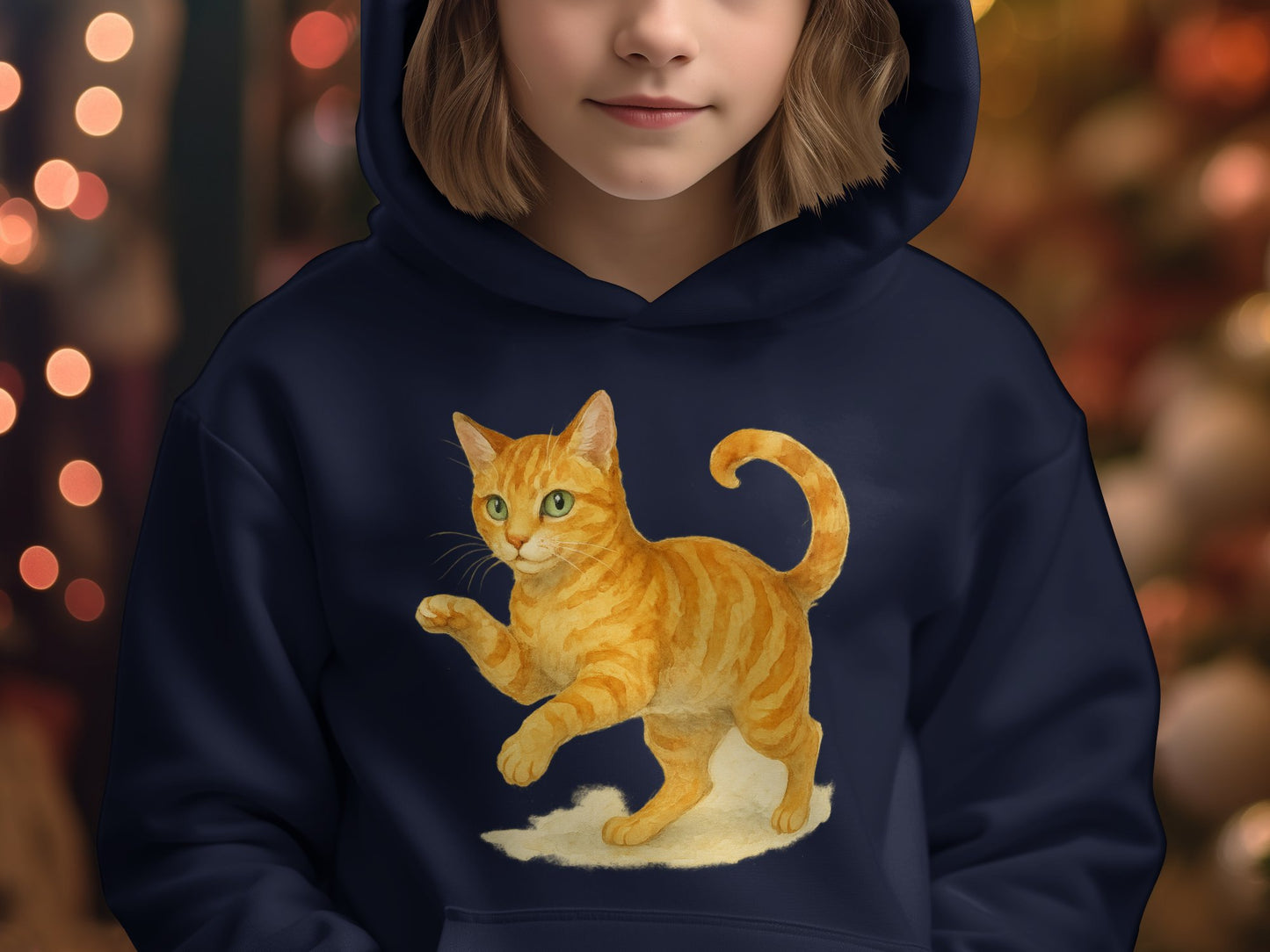 Cute Orange Cat Artwork on Kids Pullover Hoodie product