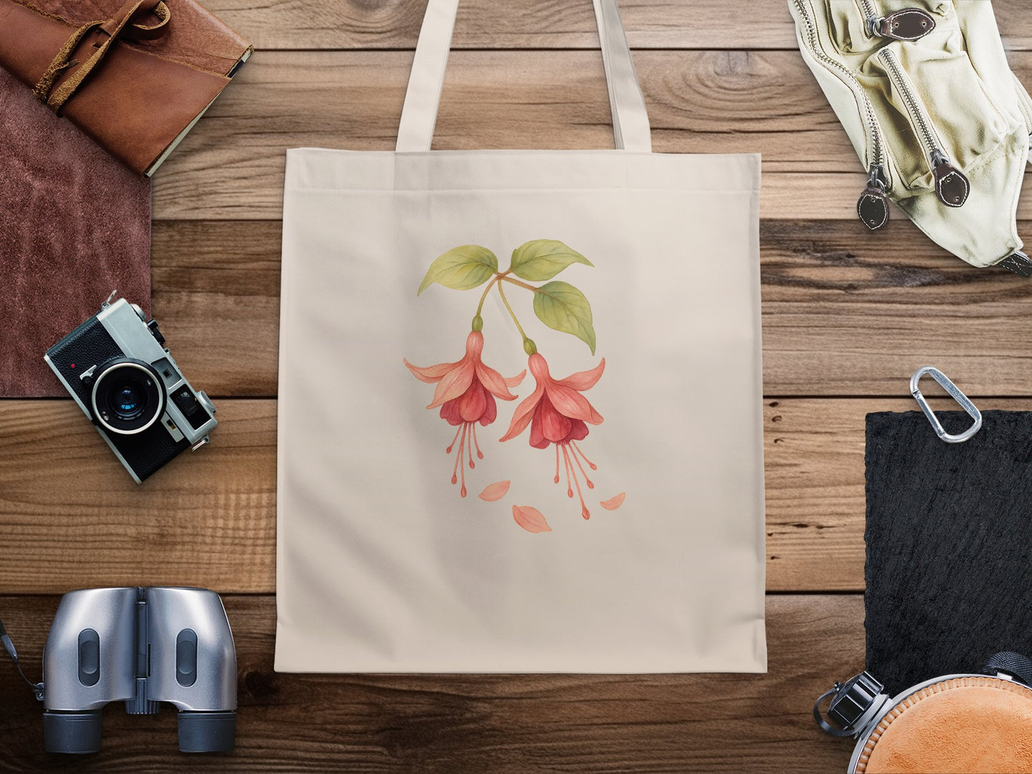 Floral Fuchsia Blossoms Design on Tote Bag product type