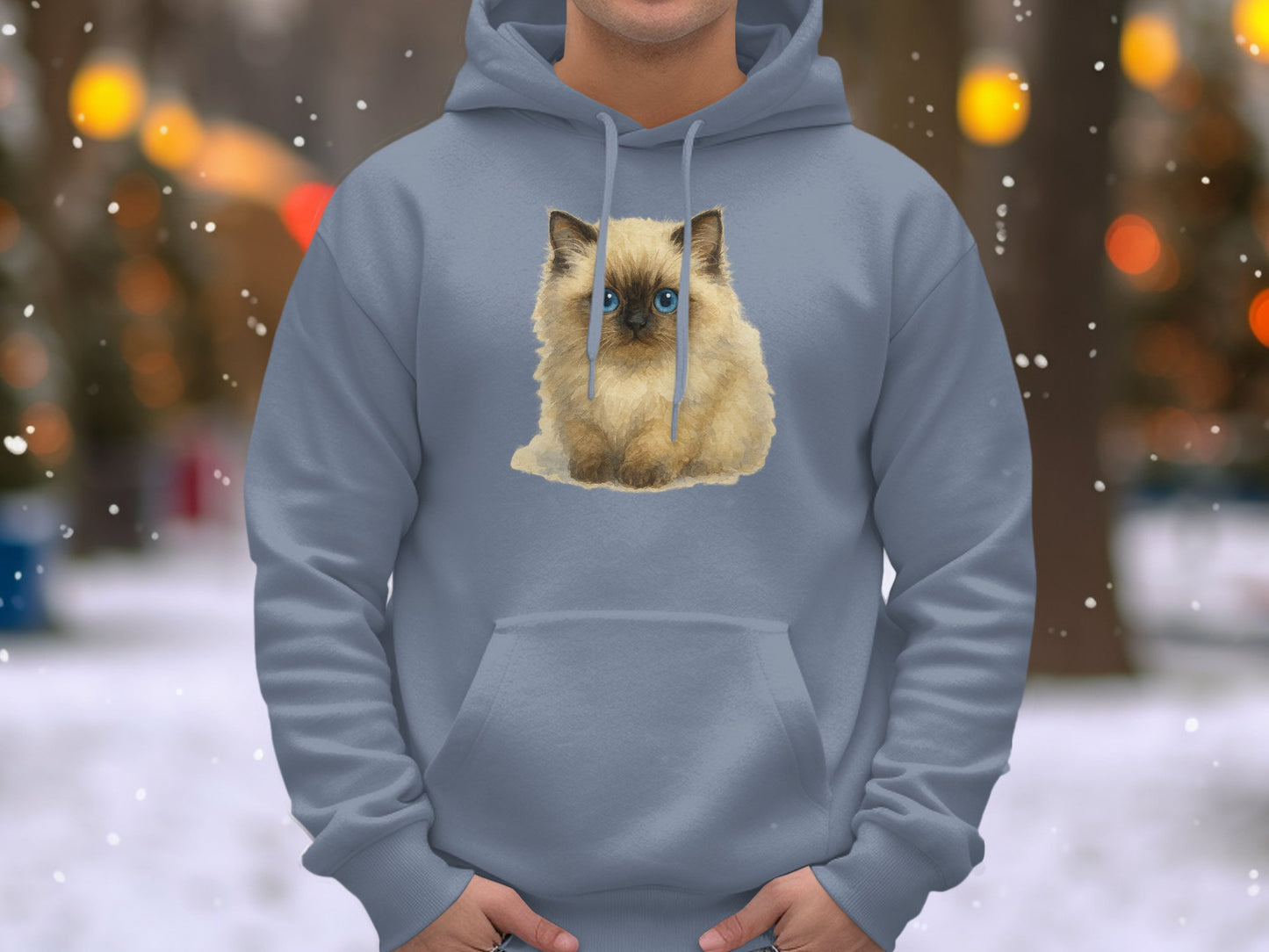 Adorable Cat Print Blue Hooded Sweatshirt Product type