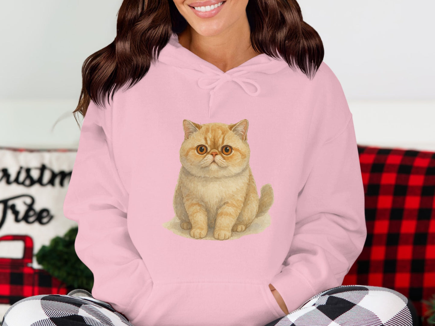 Cute Orange Cat Design on Pink Hoodie product