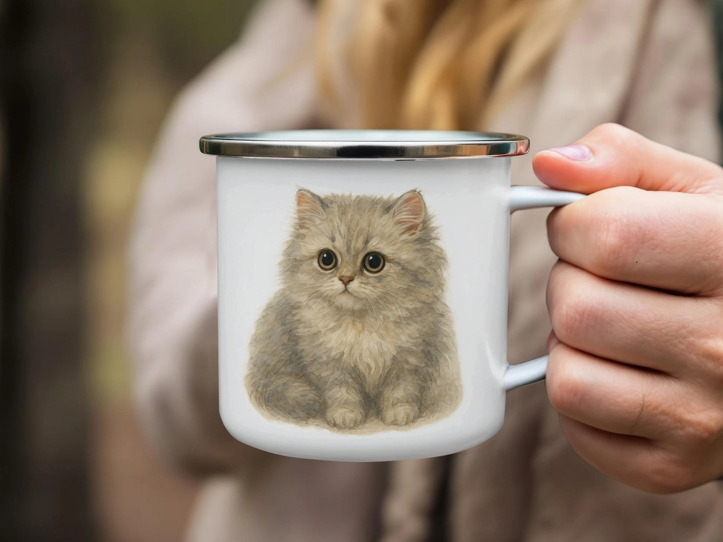 Cute Fluffy Kitten Illustration Coffee Mug product type
