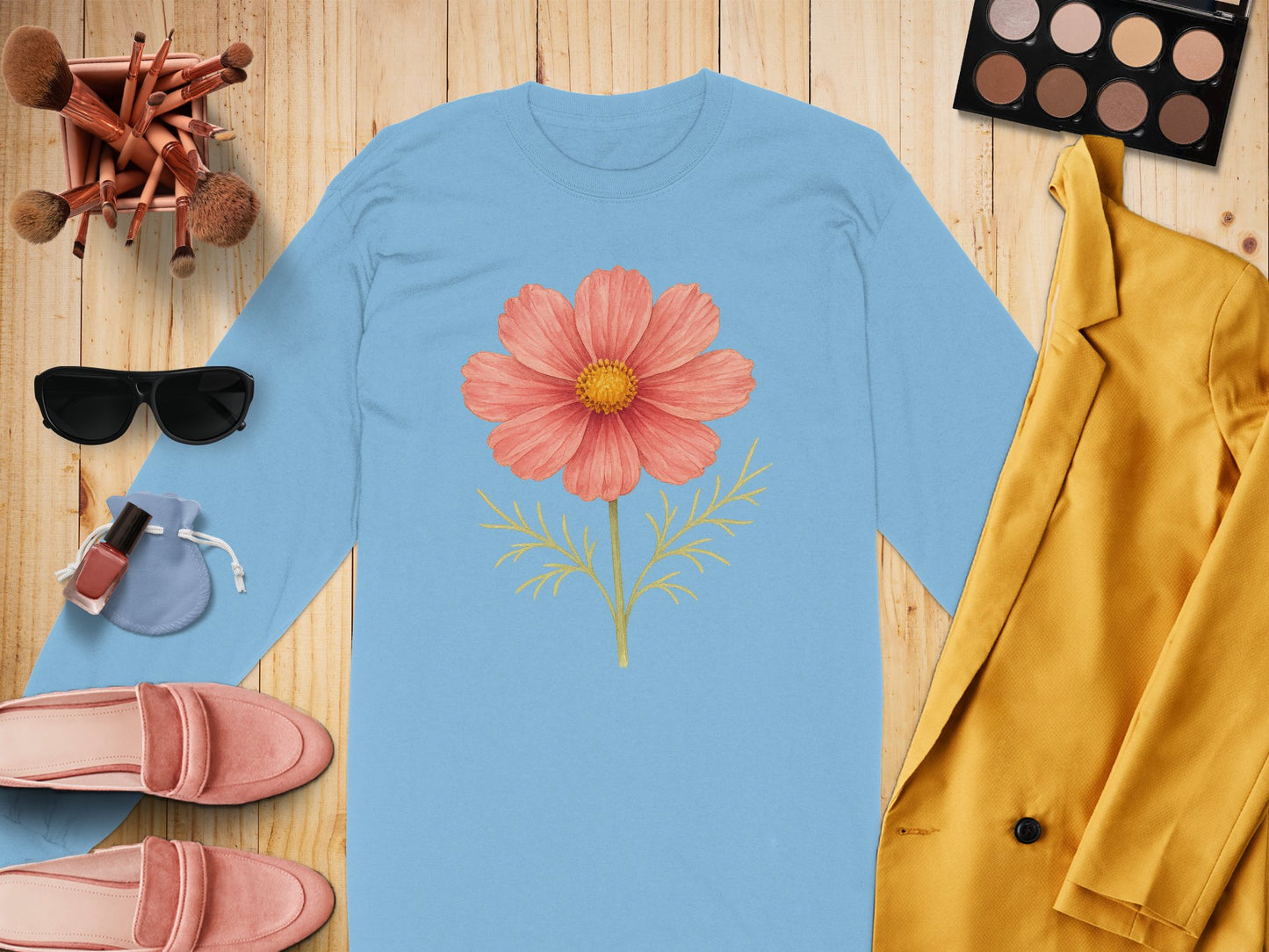 Floral Graphic Blue Long Sleeve Shirt product type