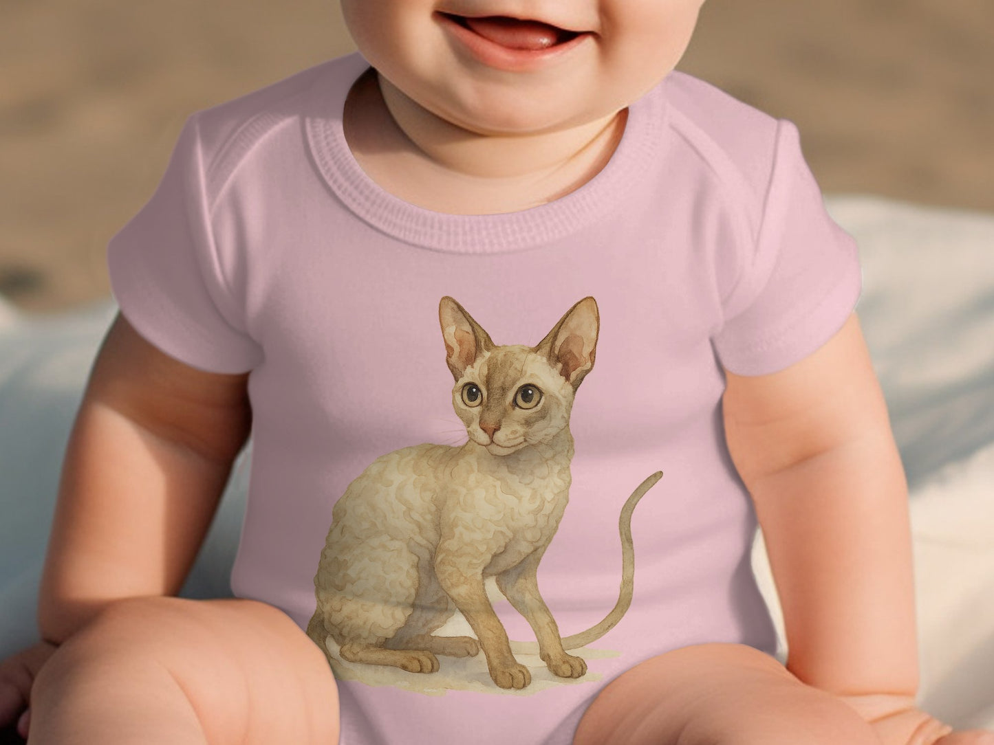 Cute Cat Print Adorned Infant Bodysuit Baby Product