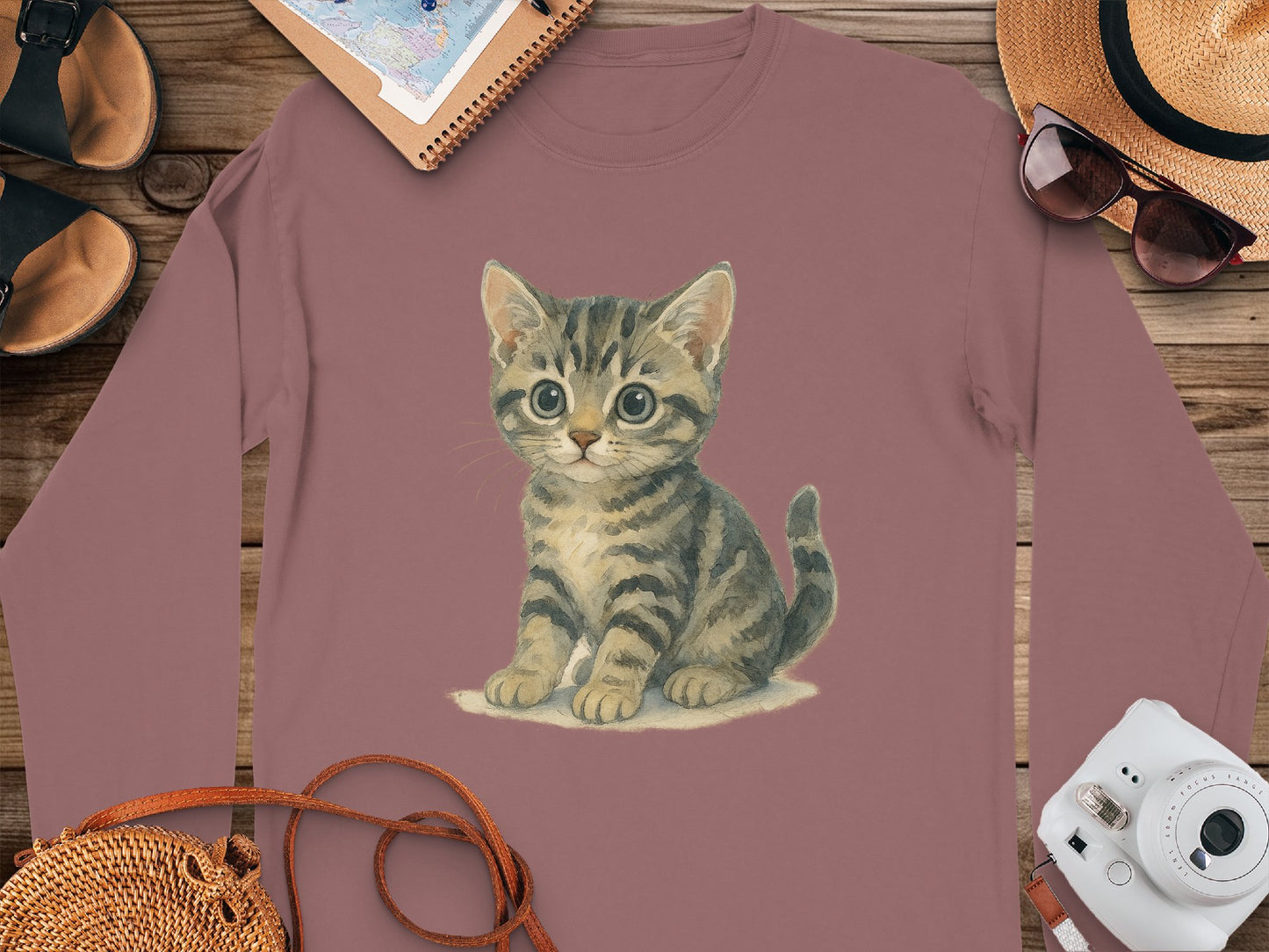 Adorable Kitten Graphic Long Sleeve Shirt product