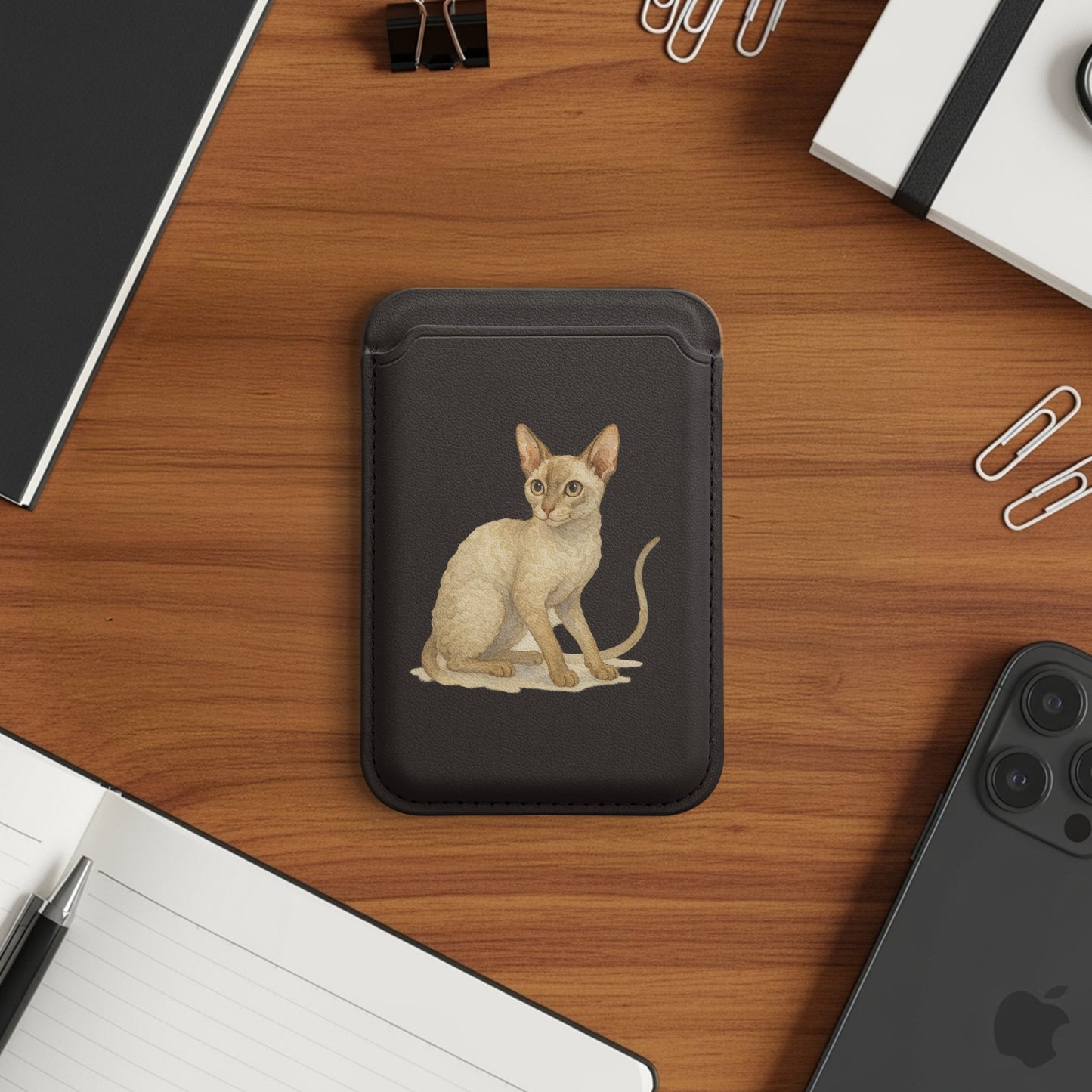 Cat Artwork Print on Black Mobile Wallet product