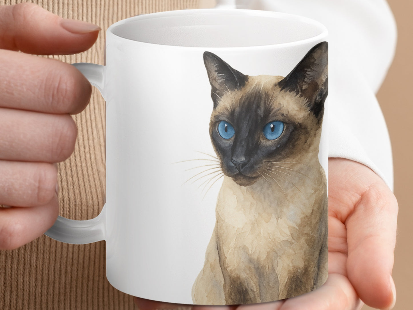 Blue Eyed Siamese Cat Artwork White Mug product type