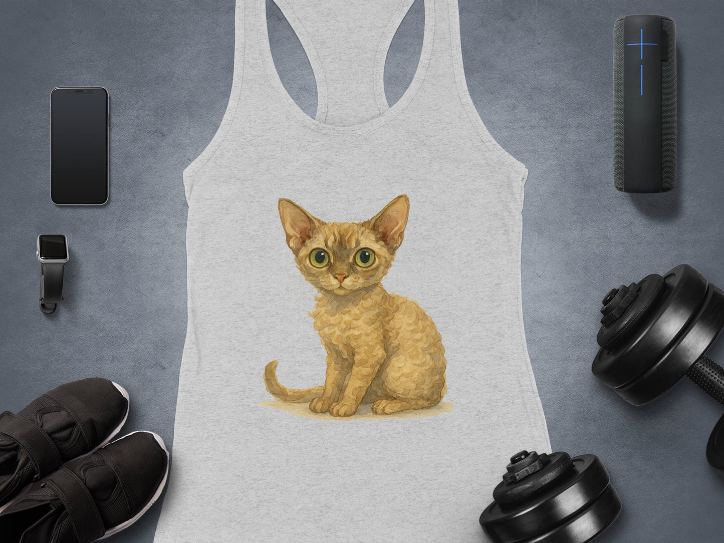 Cute Kitten Design on Light Grey Racertank product type