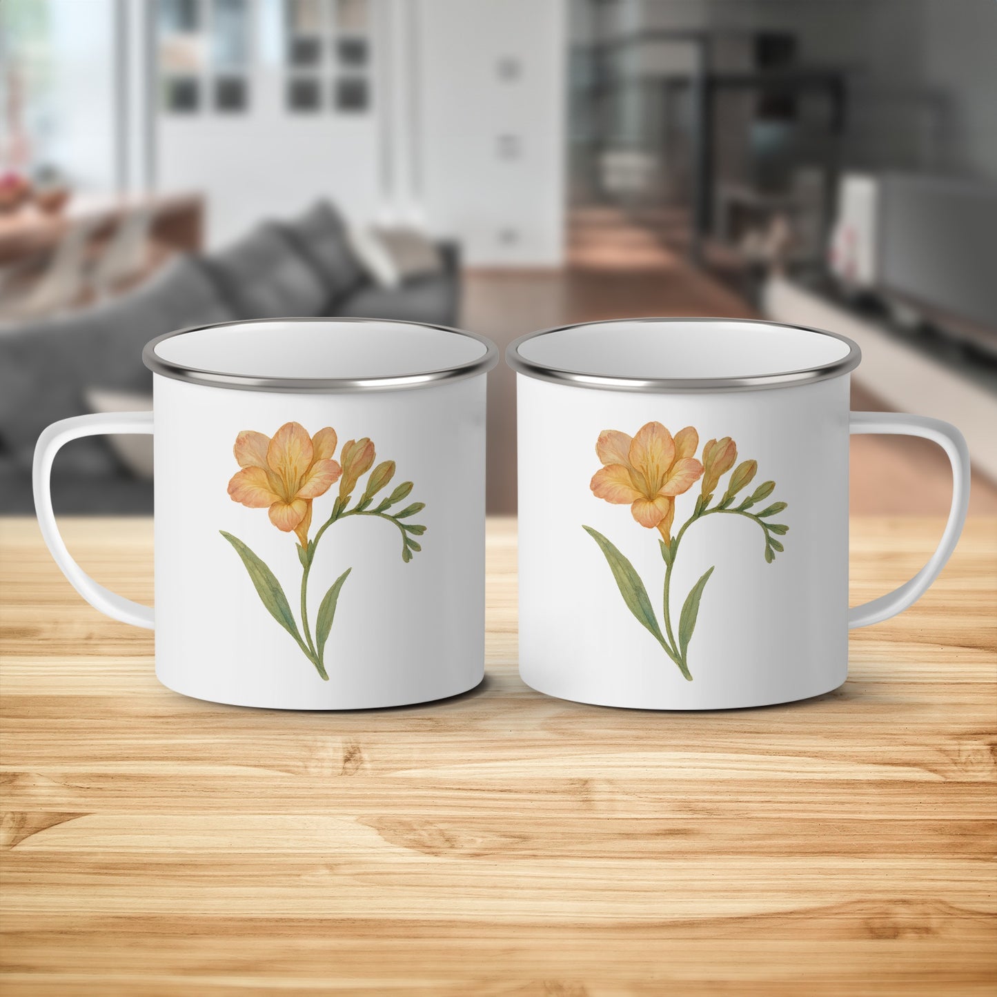 Beautiful Floral Design Enamel Mug Set product type