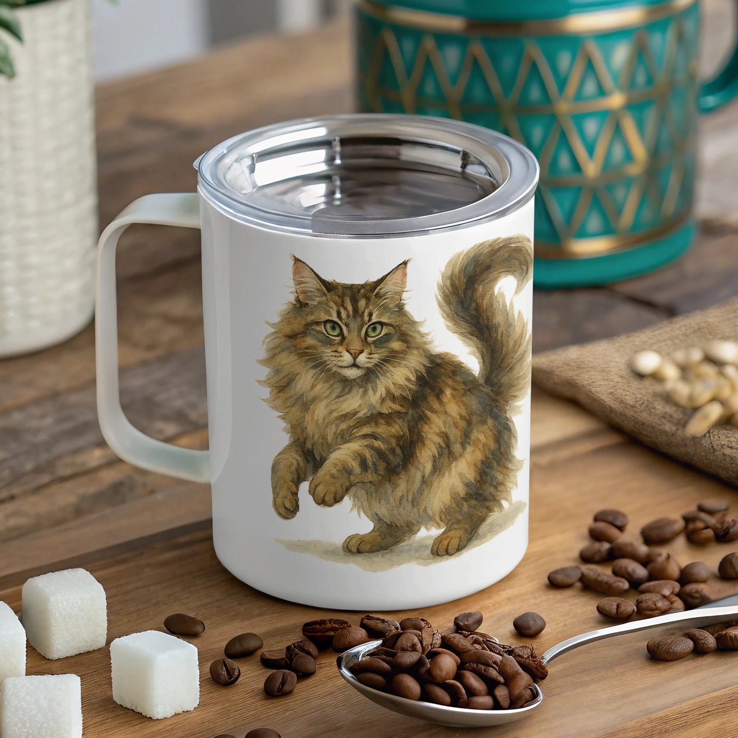 Adorable Cat Artwork Insulated Coffee Mug product type