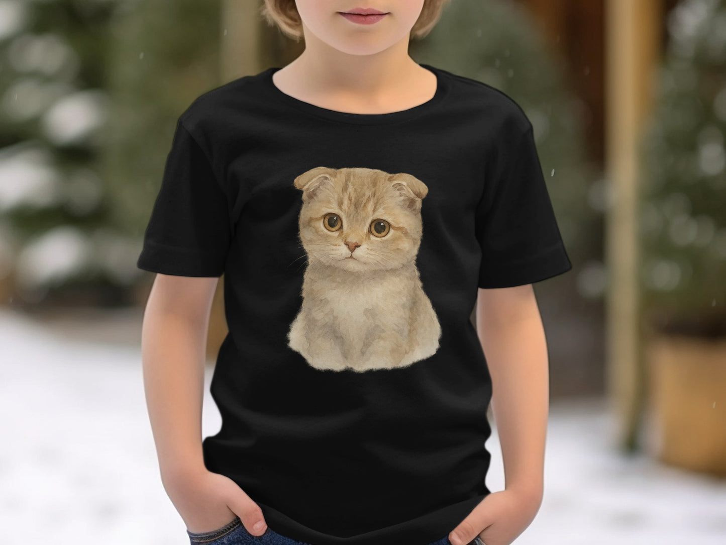 Adorable Cat Graphic Black T-Shirt product type