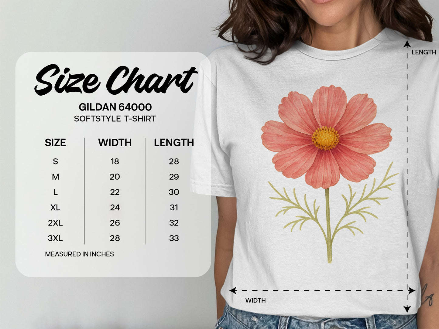 Stylish White Floral Softstyle T-shirt product type