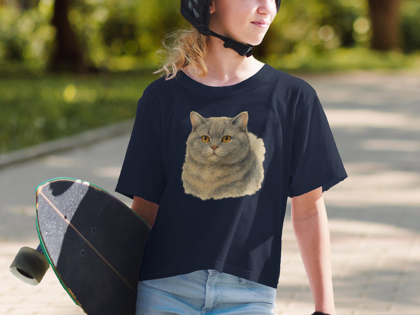 Grey Cat Graphic Design Oversized Skateboard product