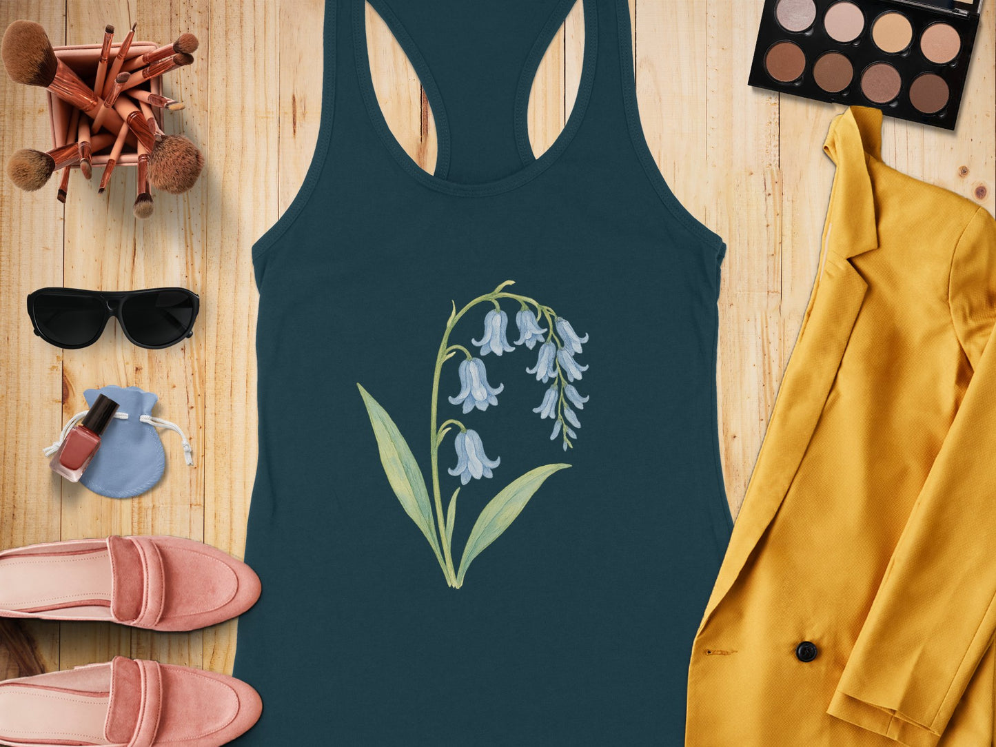 Bluebell Flower Print Racerback Tank Top product type