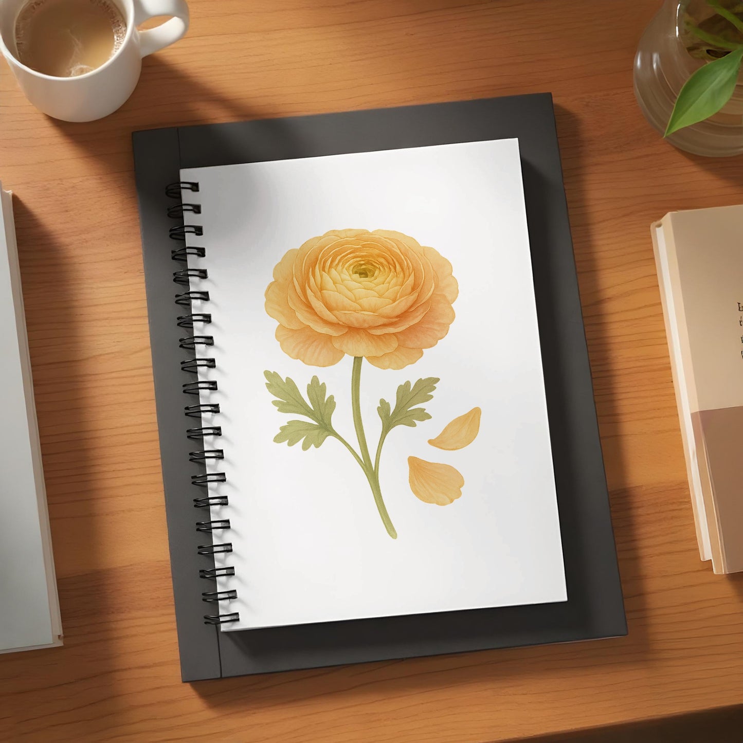 Beautiful Spiral Notebook with Yellow Flower Design product