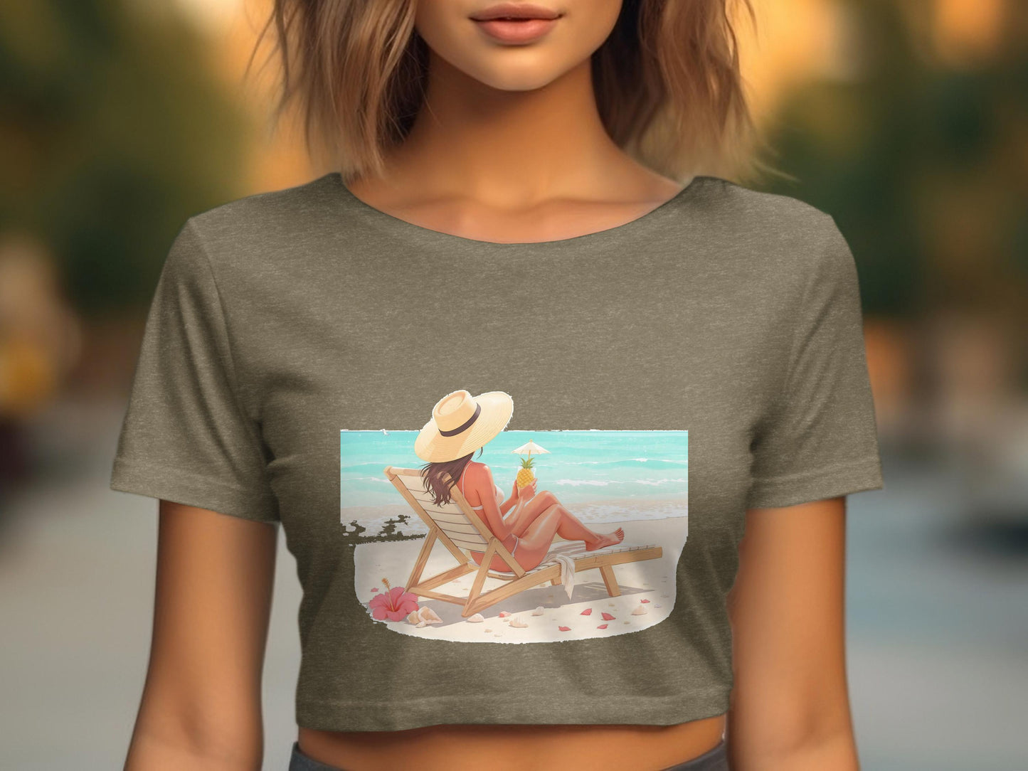 Beach Scene Painting Relaxation Crop Top product