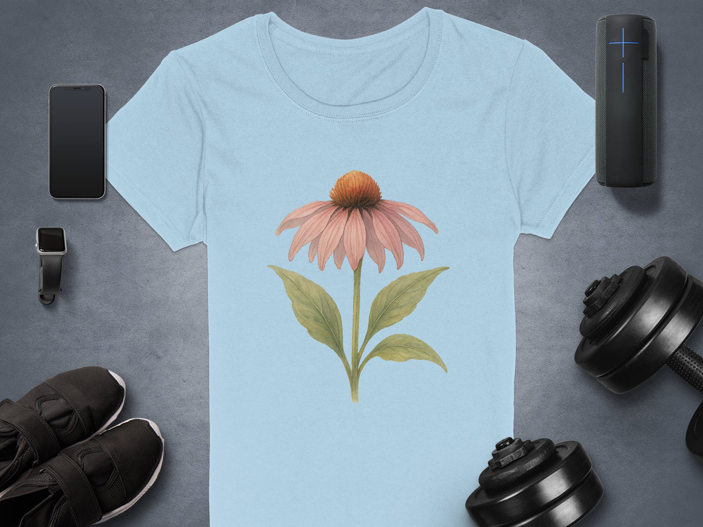 Stylish Blue T-Shirt with Artistic Floral Print product