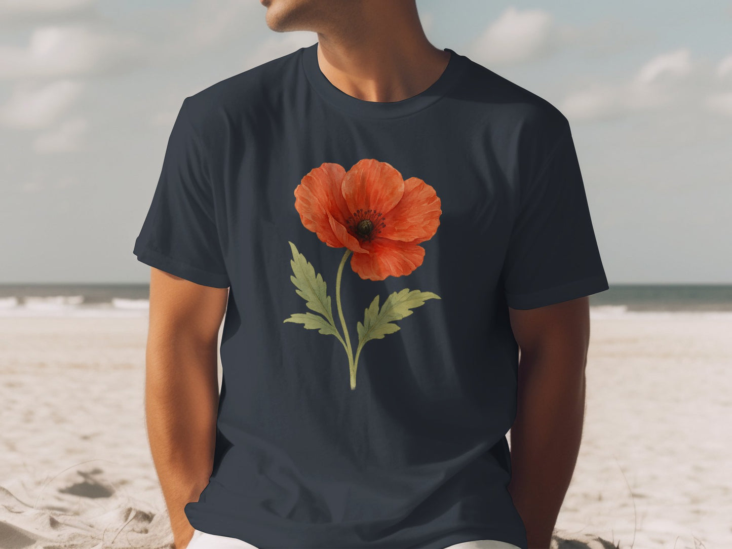 Red Poppy Flower Graphic Beach Casual Tee product