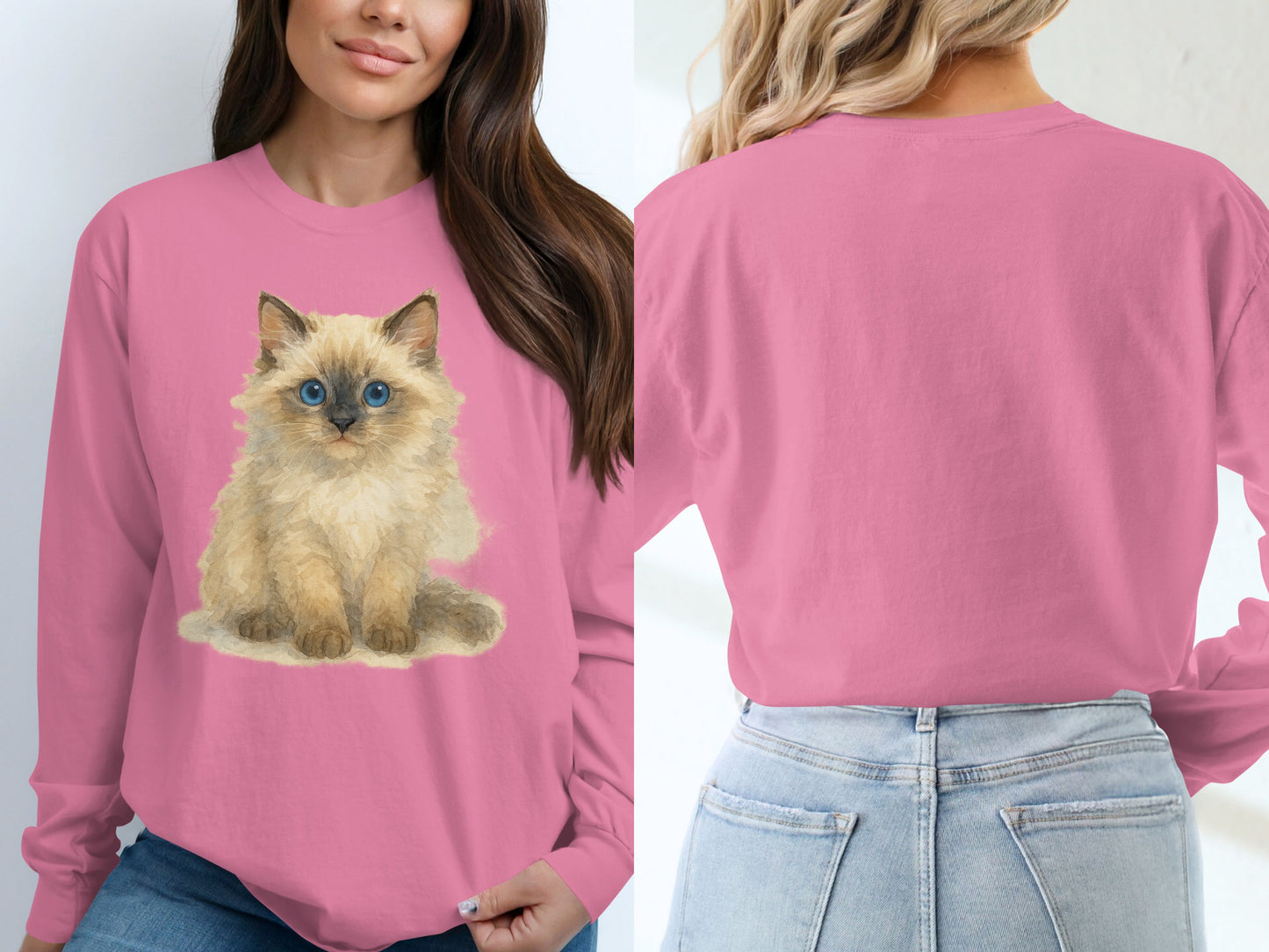 Cute Blue-Eyed Fluffy Kitten Long Sleeve Shirt product