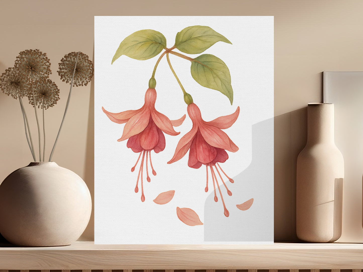 Watercolor Fuchsia Flower Print Wall Art product
