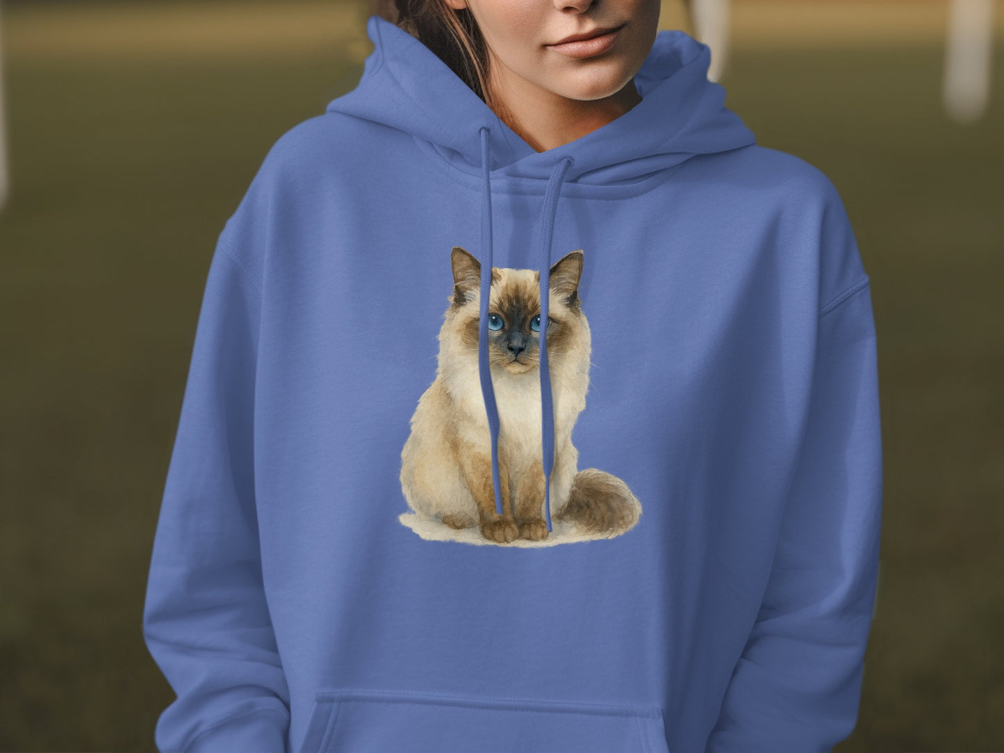 Beautiful Blue Hoodie Featuring Siamese Cat Print product