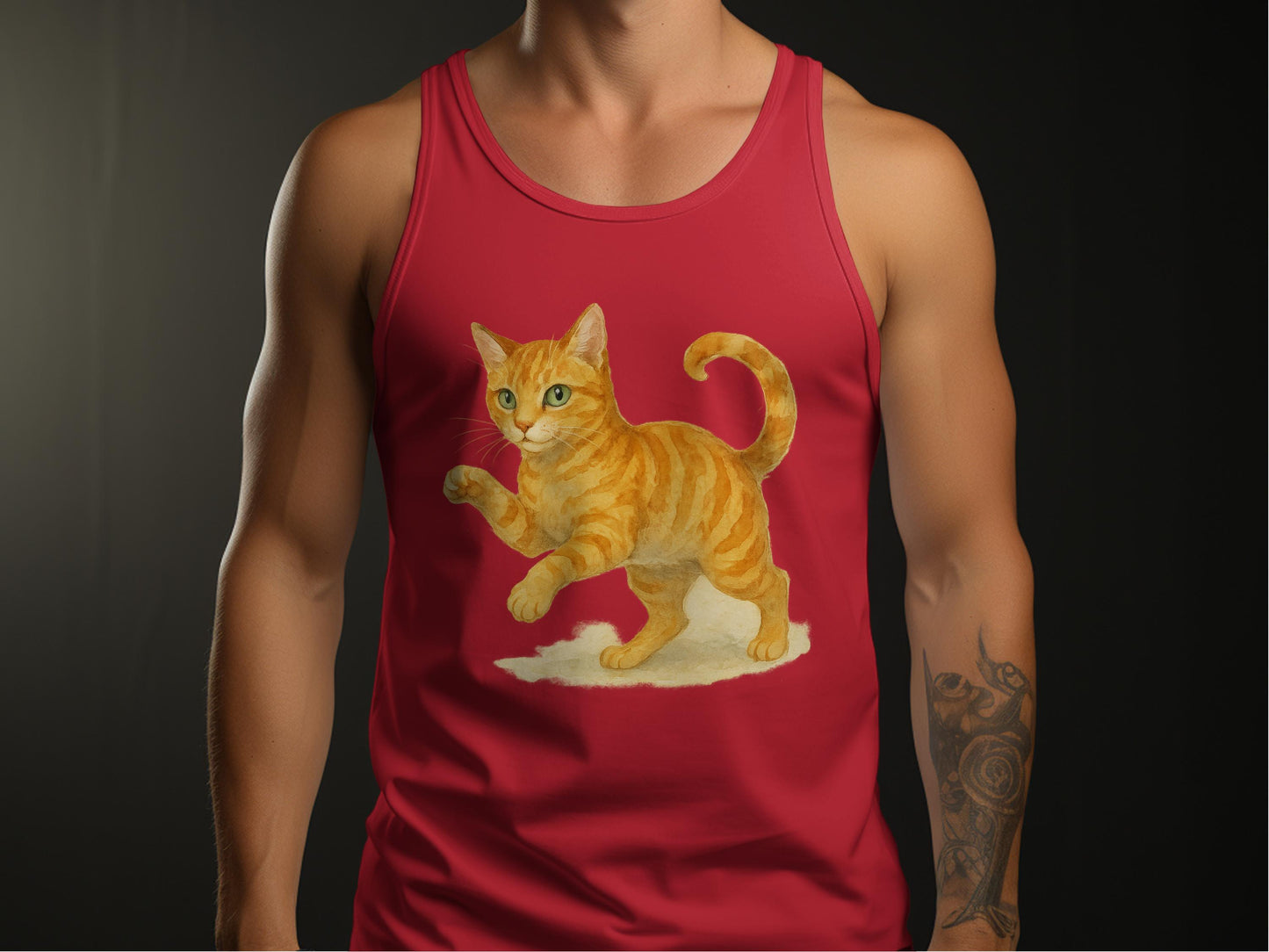 Playful Orange Cat Design Tank Top product