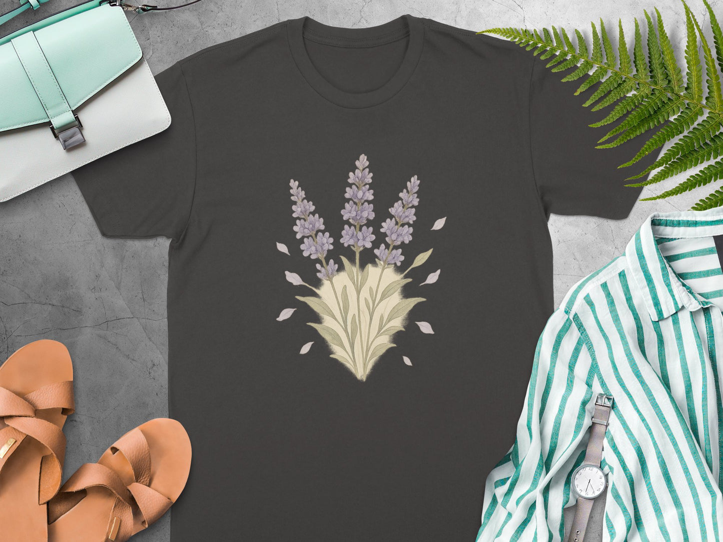 Lavender Floral Design Graphic Printed T-Shirt product