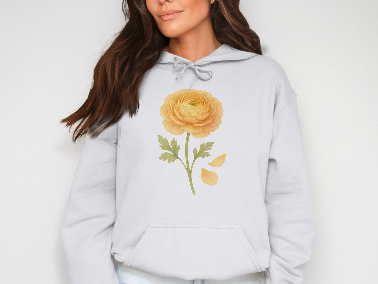 Stylish Hoodie with Elegant Yellow Flower Design product