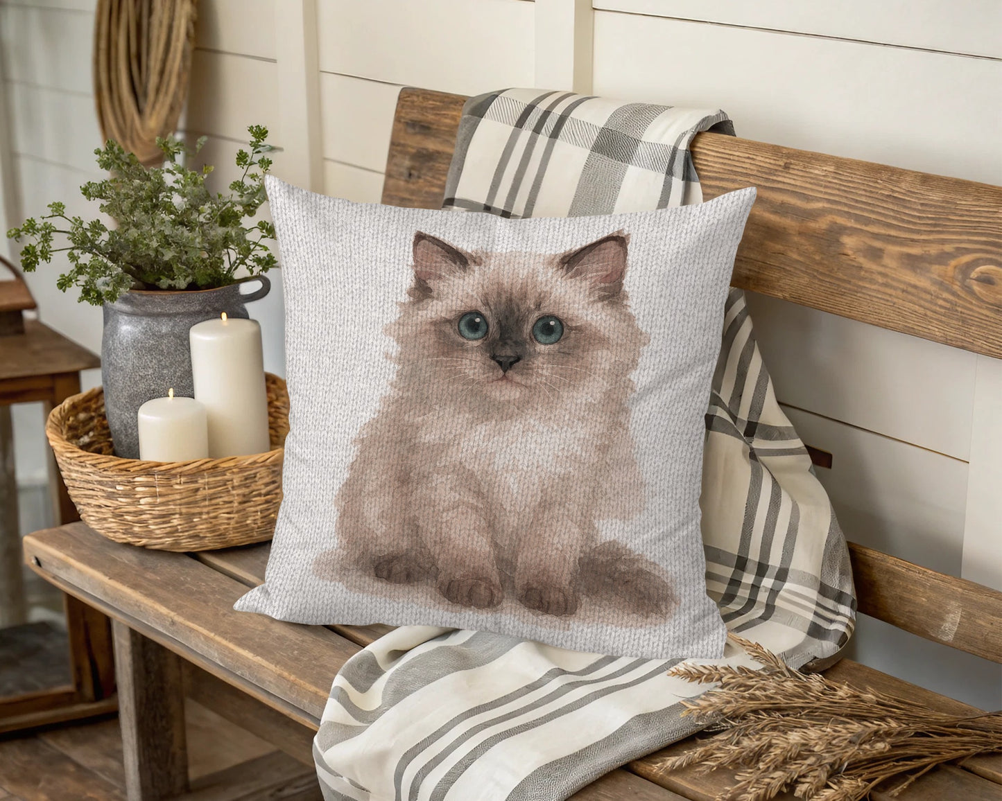 Fluffy Kitten Art Decorative Throw Pillow product