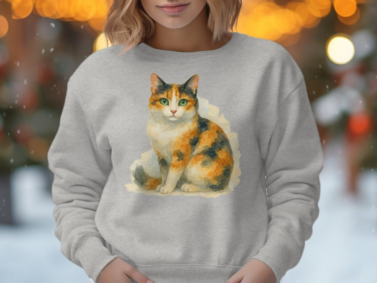 Colorful Cat Artwork on Gray Sweatshirt product